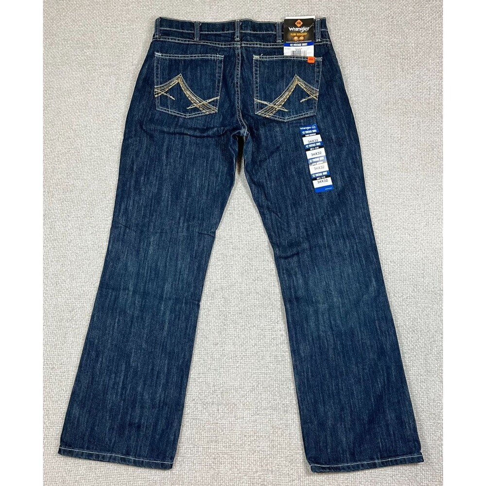 Wrangler 20X FR Jeans Men's 34x32 Blue 42 Vintage Boot Flame Resistant 10FR42MWR